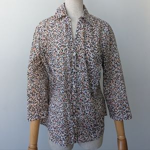 Talbots Women's Floral Multicolor Lightweight Cotton Blouse Size M